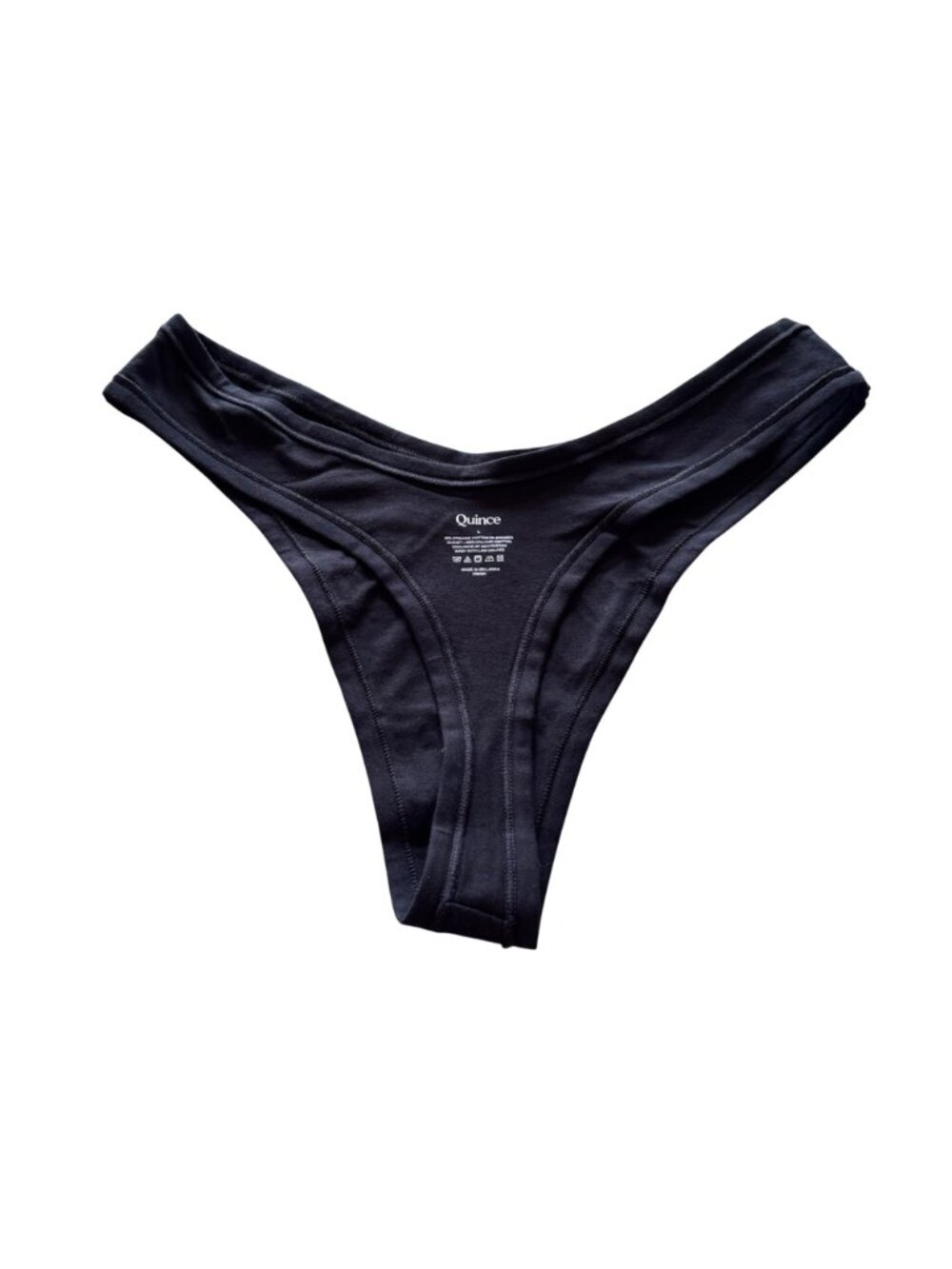 Quince Intimates Women's Organic Cotton Thong Panties Sz Large Black 6-pack NEW - Picture 5 of 6
